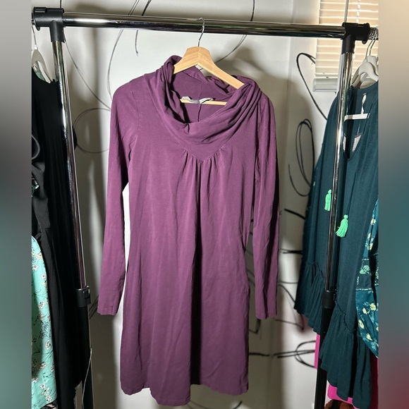 Athleta Purple/Wine Cowl Neck Dress with Pockets, Long Sleeve Size Medium - Picture 1 of 8